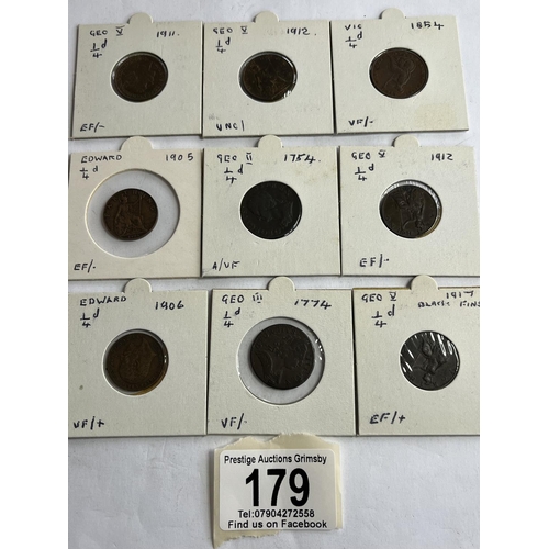 179 - 9 X COLLECTOR GRADE FARTHINGS