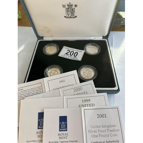 200 - 1 POUND SILVER PROOF PIEDFORT COIN COLLECTION 1999-2002