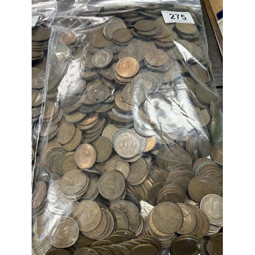 275 - 5KG OF UNSORTED COPPER COINAGE