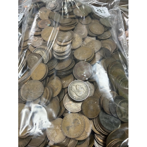 283 - 5KG OF UNSORTED COPPER COINAGE