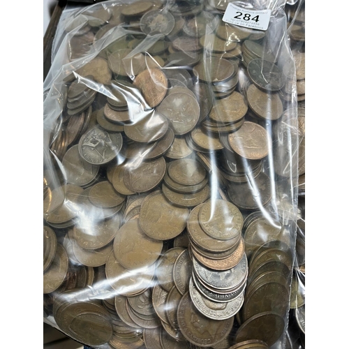 284 - 5KG OF UNSORTED COPPER COINAGE