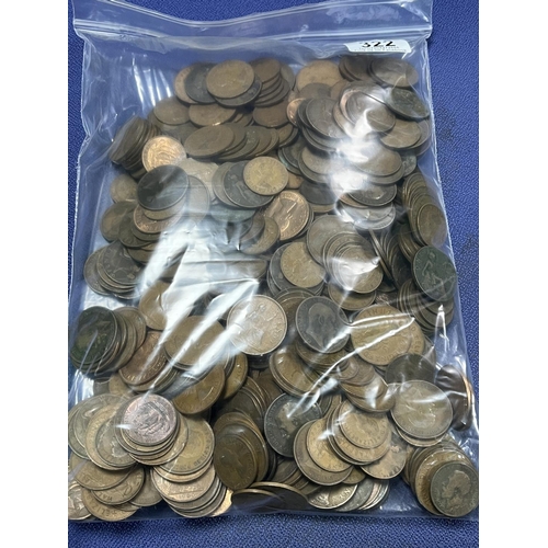 322 - 5KG OF UNCHECKED MIXED UK COPPER COINS