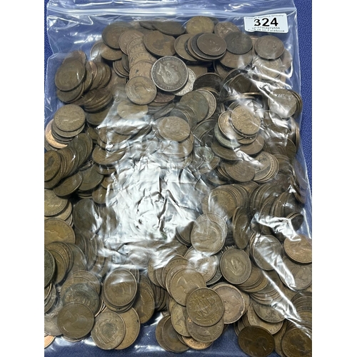 324 - 5KG OF UNCHECKED MIXED UK COPPER COINS