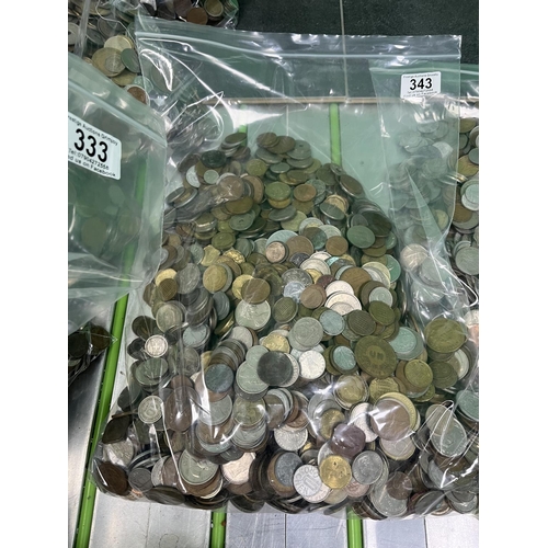 343 - 10KG OF ASSORTED UNCHECKED WORLD COINAGE