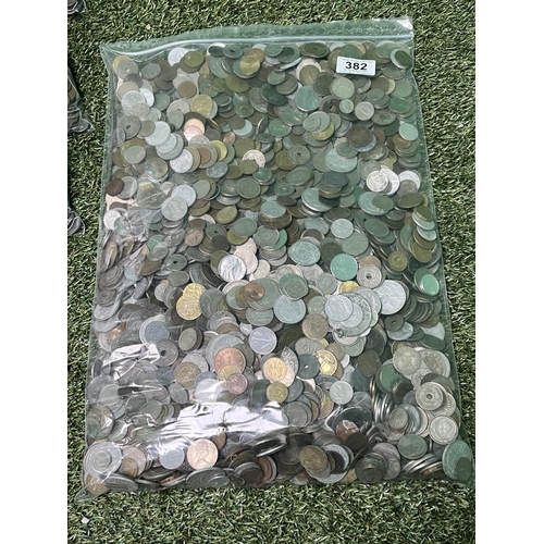 382 - 10KG OF UNCHECKED MIXED WORLD COINAGE