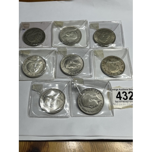 432 - 8 PRE 1947 SILVER HALF CROWNS VERY GOOD GRADES