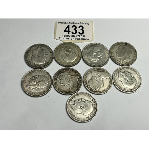 433 - ASSORTED PRE 1947 & PRE 1920 SILVER COINS