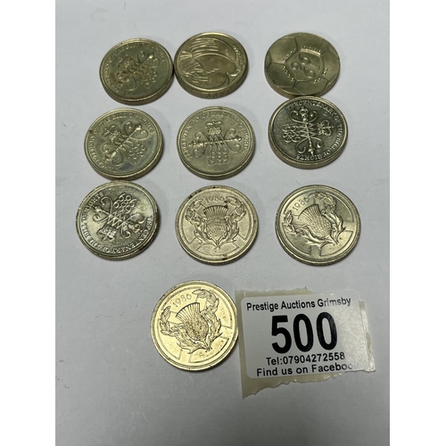 500 - 10 COLLECTABLE OLD £2 COINS