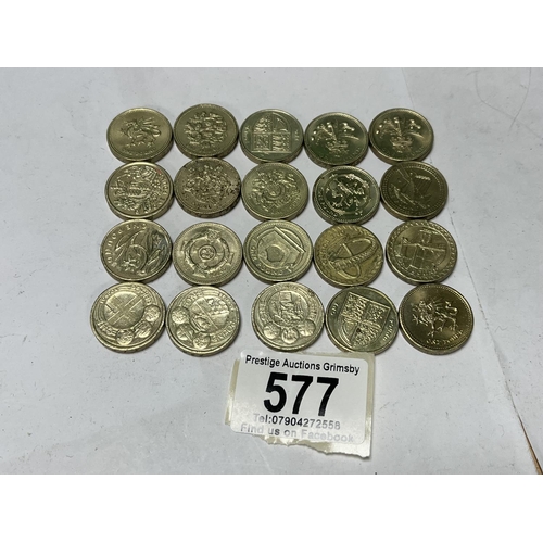 577 - 20 X OLDER COLLECTABLE 1 POUND COINS