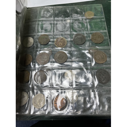 585 - FOLDER OF MIXED WORLD COINAGE