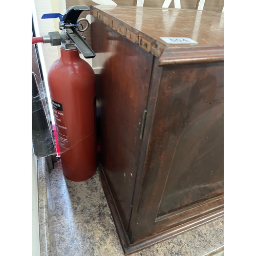 604 - COLLECTORS CABINET WITH DEEP DRAWERS NEEDS ATTENTION ON EDGING HAS KEY 17.5” WIDE X 15” DEEP X 19” T... 