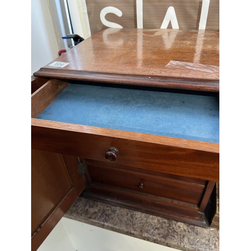 604 - COLLECTORS CABINET WITH DEEP DRAWERS NEEDS ATTENTION ON EDGING HAS KEY 17.5” WIDE X 15” DEEP X 19” T... 