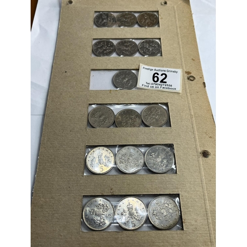 62 - ASSORTED FIVE PENCE PIECES LOOK TO BE UNCIRCULATED