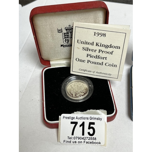 715 - ROYAL MINT SILVER PROOF 1998 1 POUND COIN