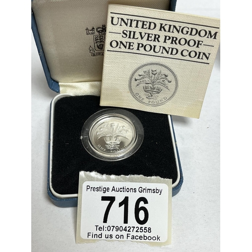 716 - ROYAL MINT SILVER PROOF 1984 1 POUND COIN