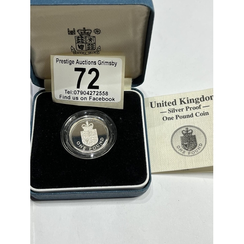 72 - ROYAL MINT 1988 SILVER PROOF 1 POUND COIN