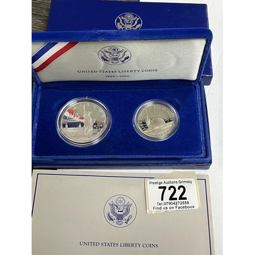 722 - USA 1986 SILVER PROOF SET COINS X2