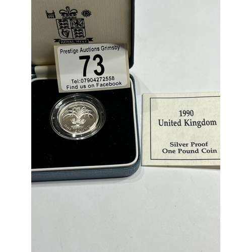73 - ROYAL MINT 1990 SILVER PROOF 1 POUND COIN