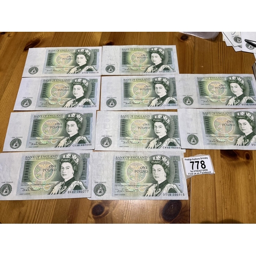 778 - 10 X CIRCULATED 1 POUND NOTES