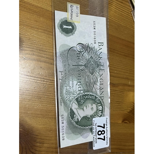 787 - PAGE REPLACEMENT 1 POUND NOTE S53M 51638