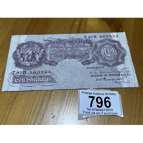 796 - EARLY TEN SHILLING NOTE