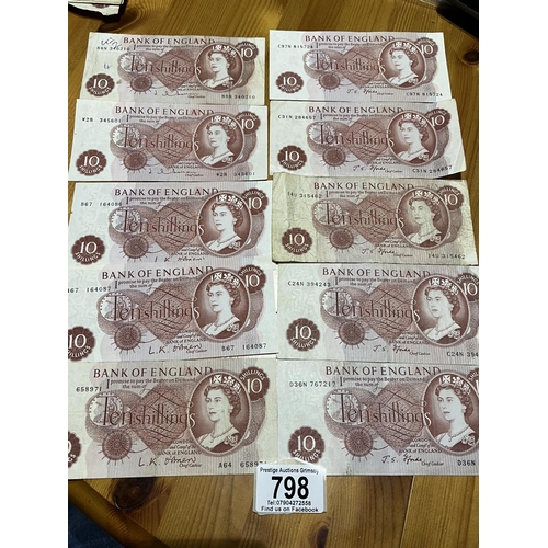 798 - 10 X SHILLING NOTES CIRCULATED