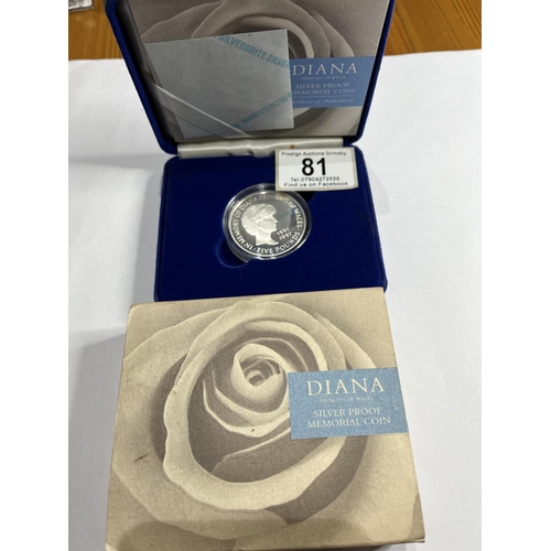 81 - DIANA SILVER PROOF MEMORIAL COIN ROYAL MINT