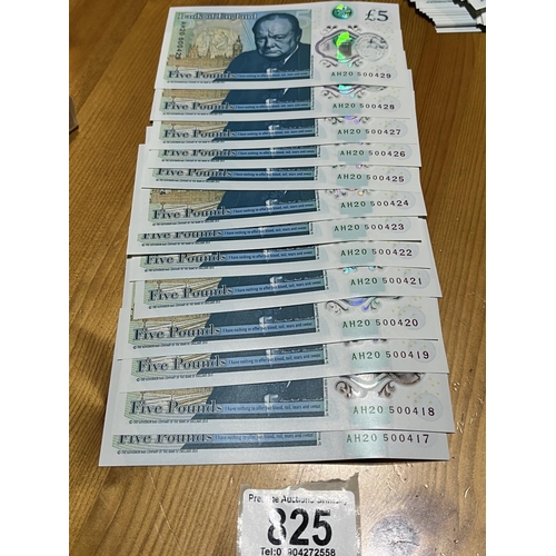 825 - 13 X UNCIRCULATED POLYMOR 5 POUND NOTES CONSECUTIVE