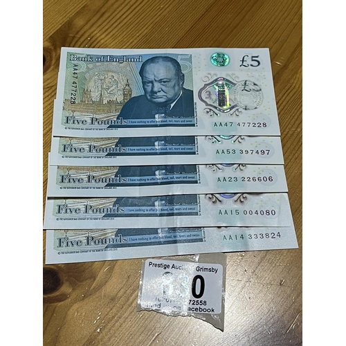 830 - 5 X POLYMER 5 POUND NOTES AA CODES