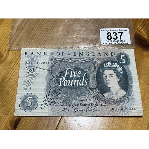 837 - FFORDE 5 POUND NOTE