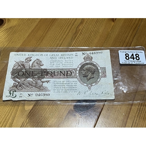 848 - 1927 1 POUND NOTE NUMBER 046980