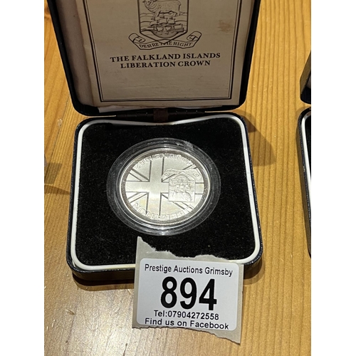 894 - FALKLANDS ISLANDS LIBERATION CROWN SILVER PROOF