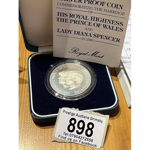 898 - ROYAL MINT 1981 SILVER PROOF CHARLES & DIANA CROWN