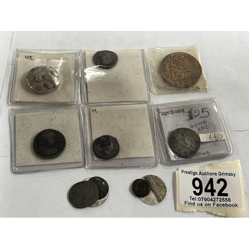 942 - ASSORTED ROMAN COINS ETC