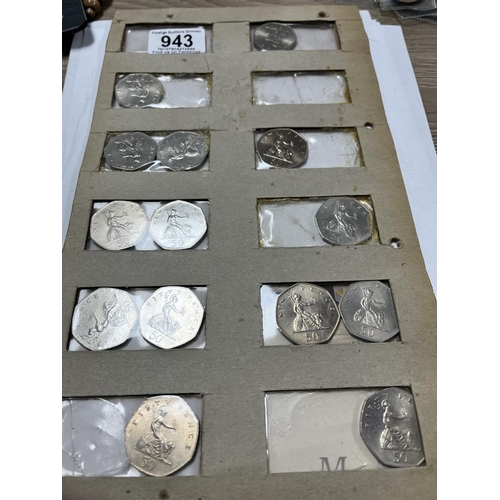 943 - 14 X 50P COINS EXCELLENT LUSTRE