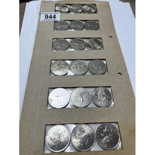 944 - 18 X 10P COINS EXCELLENT LUSTRE