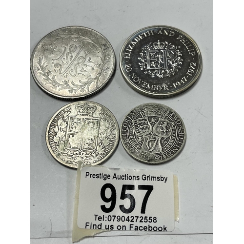 957 - 4 X ASSORTED SILVER COINS