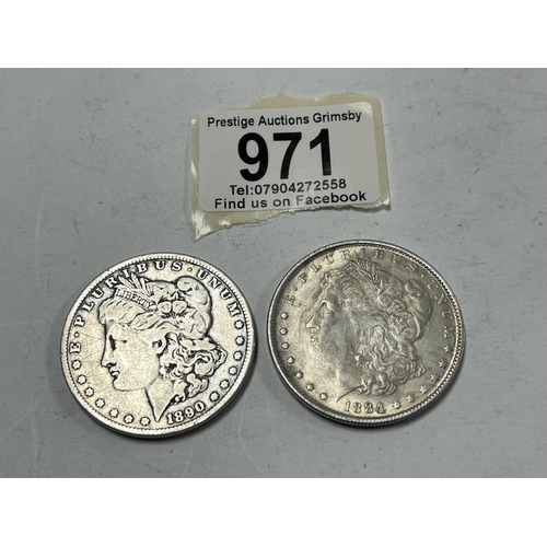 971 - 2 X MARGON SILVER DOLLARS