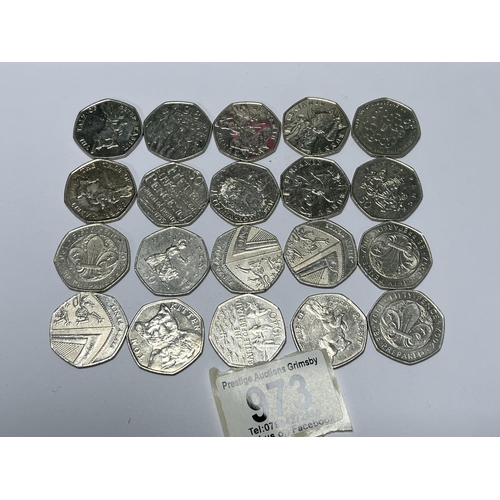 973 - 20 X COLLECTABLE 50P COINS