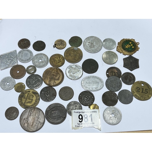 981 - ASSORTED MEDALLIONS, TOKENS ETC