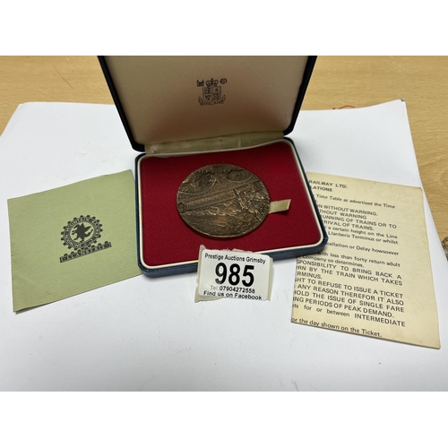 985 - ROYAL MINT RAILWAYS MEDALLION