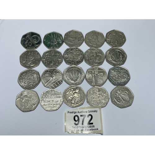 972 - 20 X COLLECTABLE 50P COINS