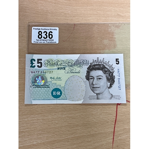 836 - UNCIRCULATED 5 POUND NOTE