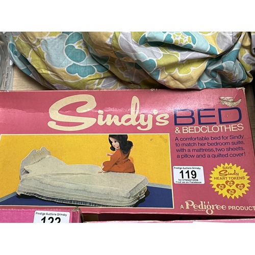 119 - BOXED SINDY BED & BED CLOTHES