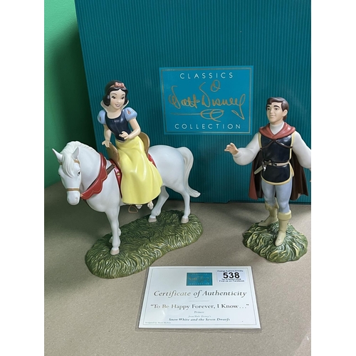 538 - DISNEY CLASSICS COLLECTION BOXED WITH COA TO BE HAPPY FOREVER I KNOW SNOW WHITE & THE PRINCE FROM SN... 