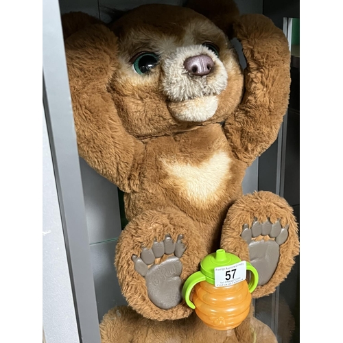 57 - FURRED CUBBY BEAR WITH HONEY POT