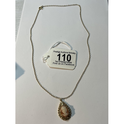 110 - 9CT GOLD CAMEO NECKLACE 18” 4.94 GRAMS