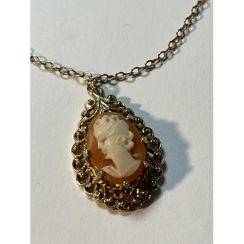 110 - 9CT GOLD CAMEO NECKLACE 18” 4.94 GRAMS