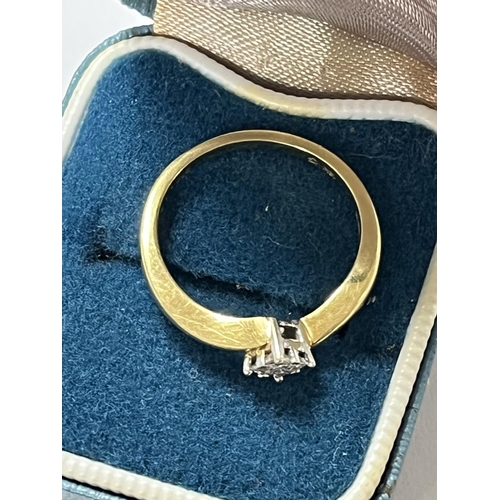 112 - 18CT GOLD DIAMOND RING 4 DIAMONDS IN TOTAL SIZE N 3.57 GRAMS