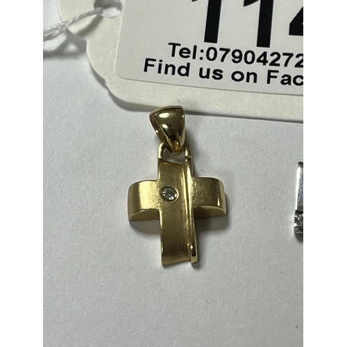 114 - 18CT GOLD 2.7 GRAMS DIAMOND CROSS PENDANT & A 9CT WHITE GOLD PENDANT 0.3 GRAMS